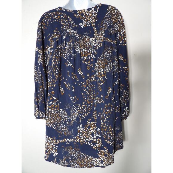 Evri 2X Top Tunic Cheetah Leopard Jag Animal Blue Office Career Big Cat Rayon - Picture 4 of 9